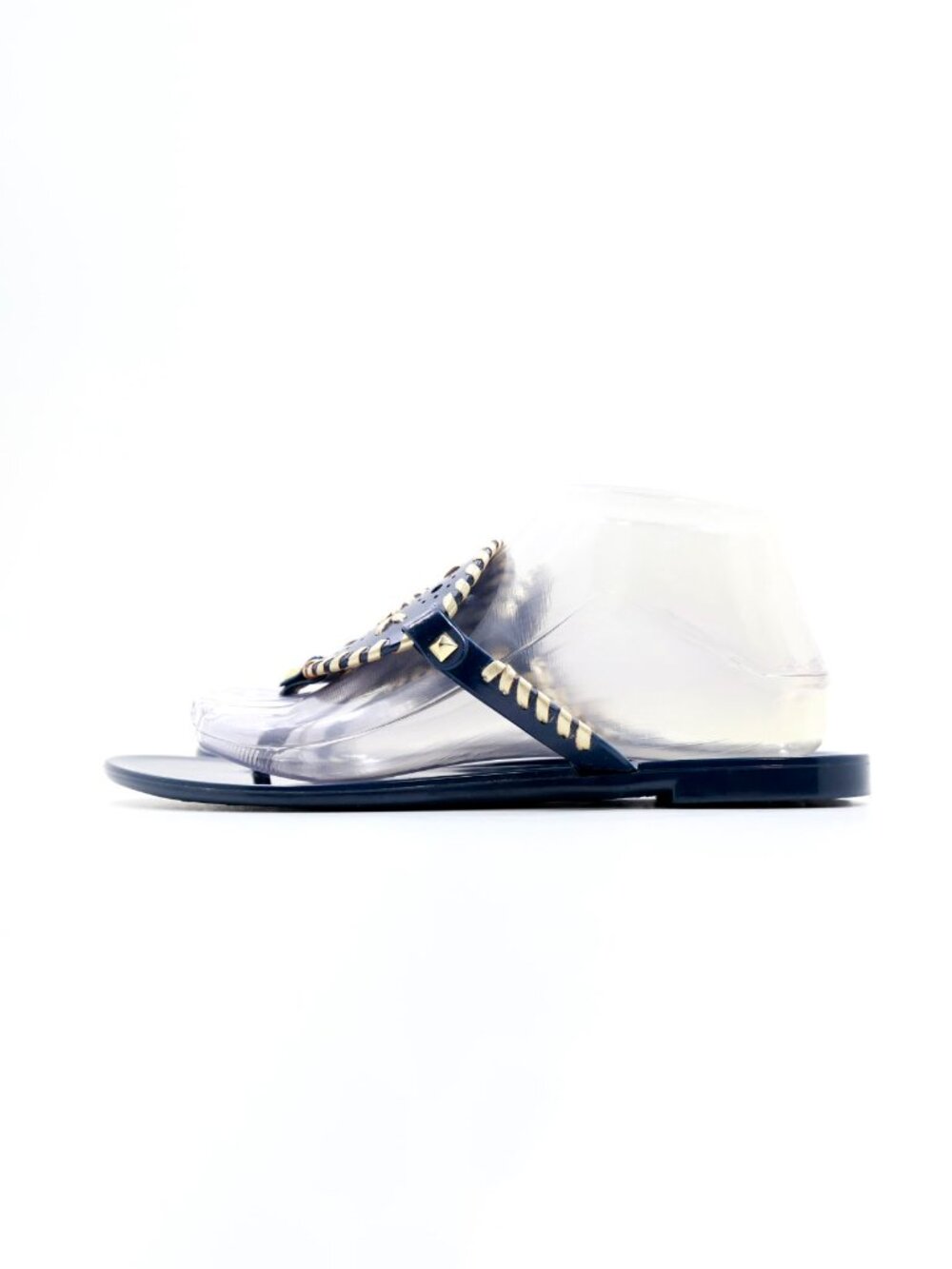 Jack Rogers Georgica Navy & Gold Jelly Lightweight Flat Thong Sandals - 8